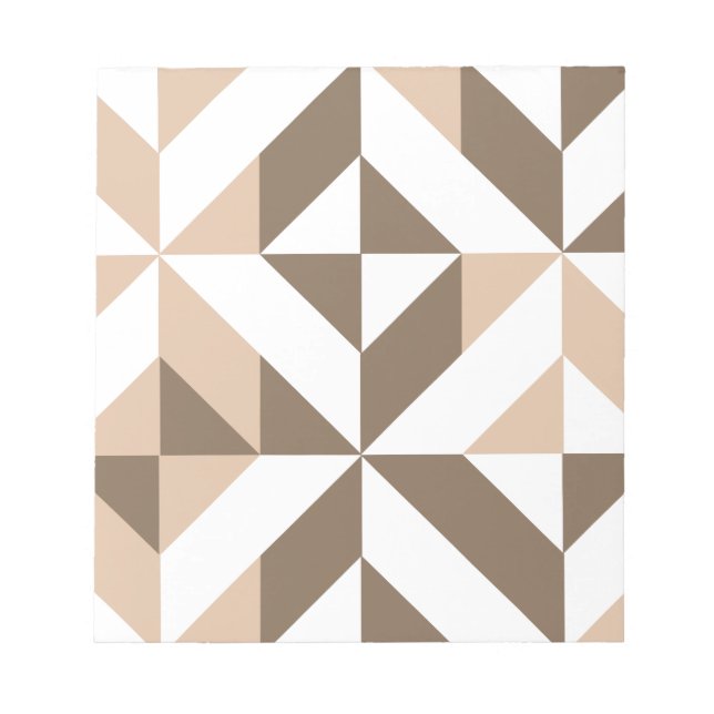 Brown Beige Geometric Cube Mönster Anteckningsblock (Framsida)