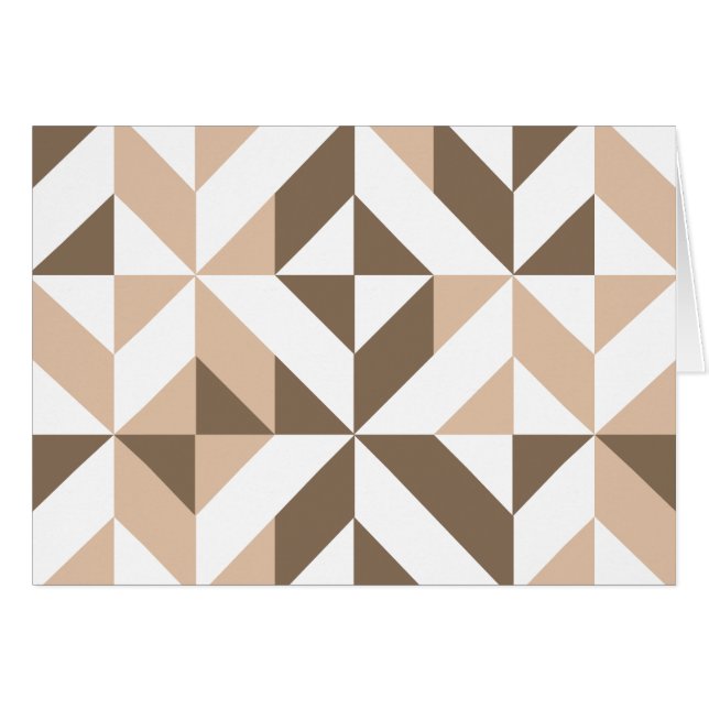 Brown Beige Geometric Cube Mönster Hälsningskort (Framsidan Horizontal)