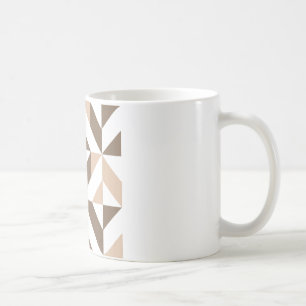 Brown Beige Geometric Cube Mönster Kaffemugg