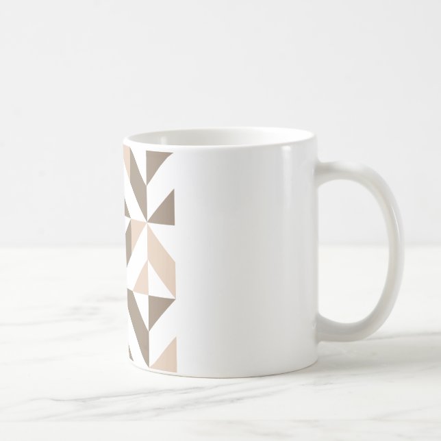 Brown Beige Geometric Cube Mönster Kaffemugg (Höger)