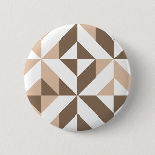 Brown Beige Geometric Cube Mönster Knapp