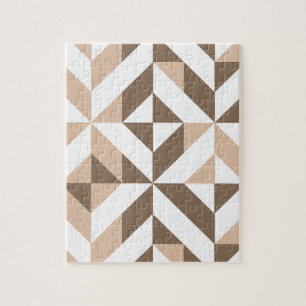 Brown Beige Geometric Cube Mönster Pussel