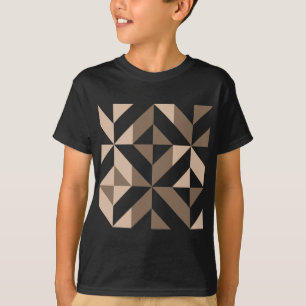 Brown Beige Geometric Cube Mönster Tee Shirt