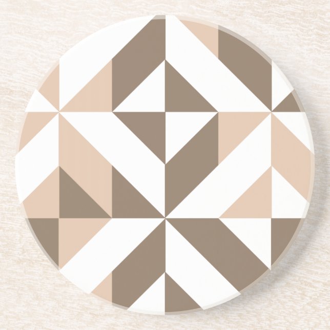 Brown Beige Geometric Cube Mönster Underlägg (Framsidan)