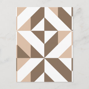 Brown Beige Geometric Cube Mönster Vykort