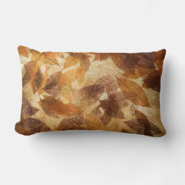 Brown Beige Guld Blad Autumn Linen Kudde