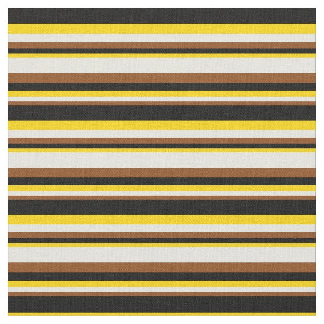 Brown, Beige, Gult och Black Färgad Linjer Tyg (Närbild)