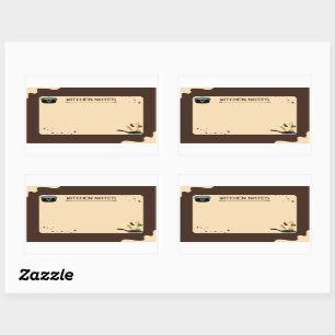 Brown Beige Kitchen Notes Tecknad Teckning Rektangulärt Klistermärke