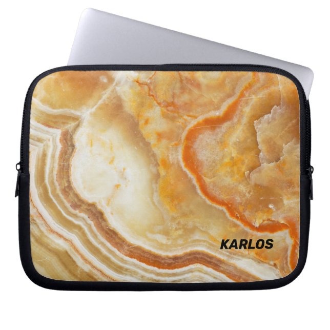 Brown & Beige Marble Struktur Skriv ut Laptop Fodral (Framsidan)