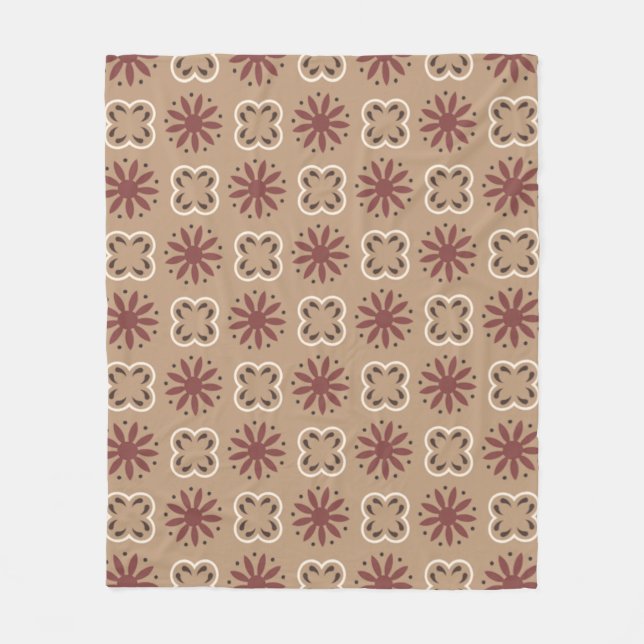 Brown Beige Moroccan Mosaic Geometric Mönster Fleecefilt (Framsidan)