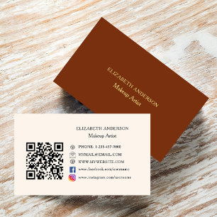 Brown beige Qr-kod Instagram Facebook Visitkort