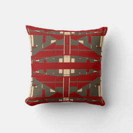 Brown Beige Red Mediterranean Symmetrical Motif Kudde