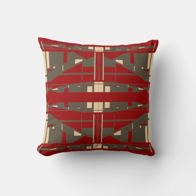 Brown Beige Red Mediterranean Symmetrical Motif Kudde (Framsida)