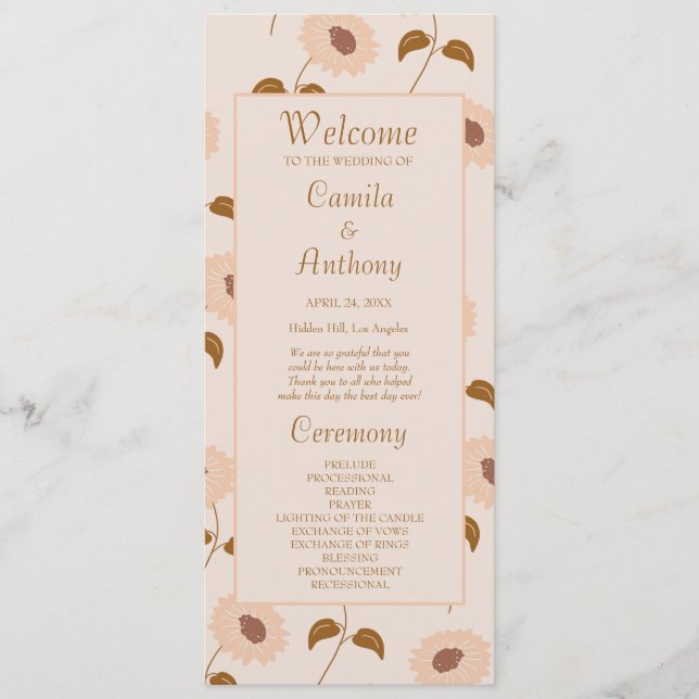 Brown Beige Retro Y2K Hippie Solros Mönster Program (Framsida)