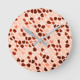 Brown Beige Rosa Coral Orange Rund Klocka