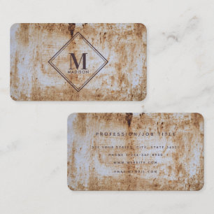 Brown Beige Rust Metallic Struktur Monogram Initia Visitkort