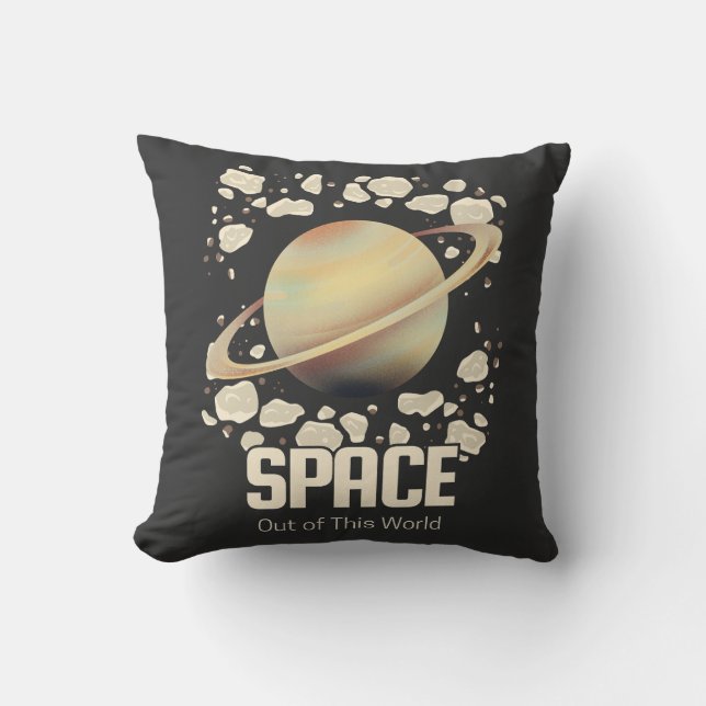Brown Beige Saturn Planet Kudde (Framsida)