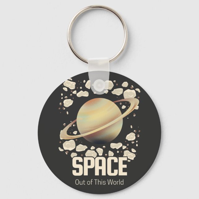 Brown Beige Saturn Planet Nyckelring (Framsida)