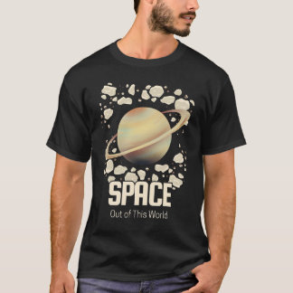 Brown Beige Saturn Planet T Shirt