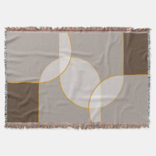 Brown, Beige, Tan & Guld Abstrakt Arch Mönster Filt