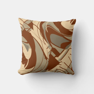 Brown Beige Tan Mediterranean Flowing Blommigt Mot Kudde