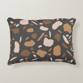 Brown, Beige, Tan och Grått Terrazzo Marble Prydnadskudde