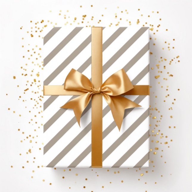 Brown beige Taupe White Rand Mönster Presentpapper (Brown beige Taupe White Stripes Pattern Wrapping Paper)