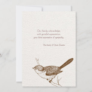 Brown Bird Bereavement Tackkort Anteckningskort