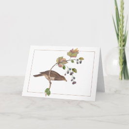 Brown Bird på en färgfull Blackberry Gren Kort