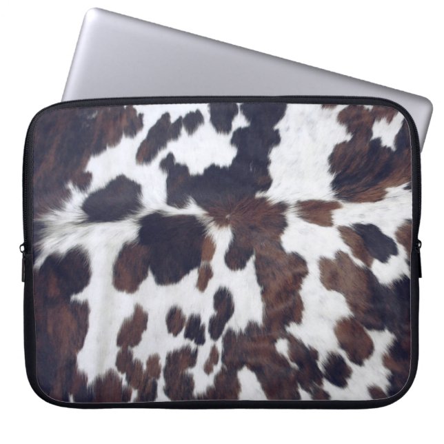 Brown Black and White Cowhide Land Western Laptop Fodral (Framsidan)