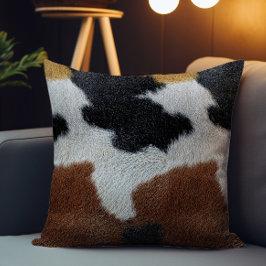Brown black and white cowhide texture kudde