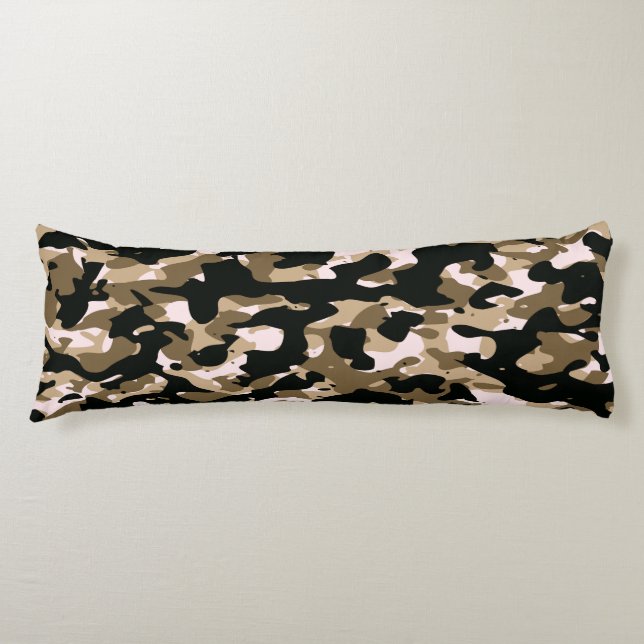 Brown Black Camo Body Pillow Kroppskudde (Framsidan)