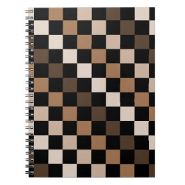 Brown Black Checkered Gingham Mönster Anteckningsbok