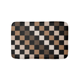Brown Black Checkered Gingham Mönster Badrumsmatta