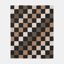 Brown Black Checkered Gingham Mönster Fleecefilt