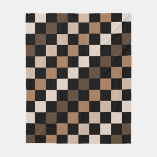 Brown Black Checkered Gingham Mönster Fleecefilt