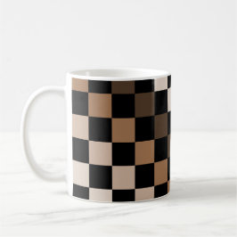 Brown Black Checkered Gingham Mönster Kaffemugg