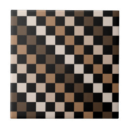 Brown Black Checkered Gingham Mönster Kakelplatta