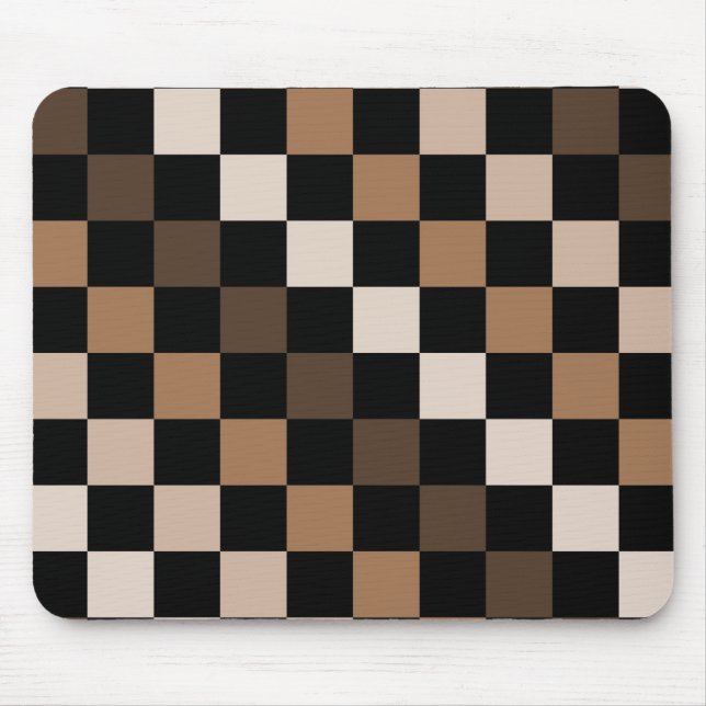Brown Black Checkered Gingham Mönster Musmatta (Framsidan)
