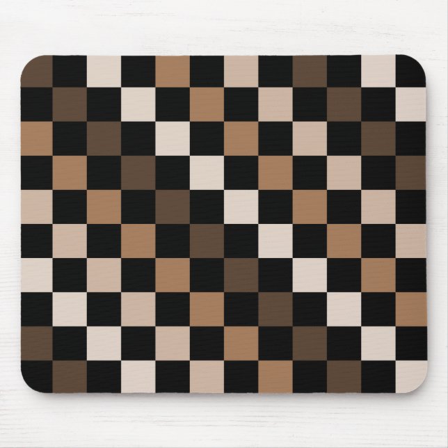 Brown Black Checkered Gingham Mönster Musmatta (Framsidan)