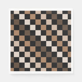 Brown Black Checkered Gingham Mönster Pappersservett