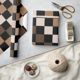 Brown Black Checkered Gingham Mönster Presentpapper