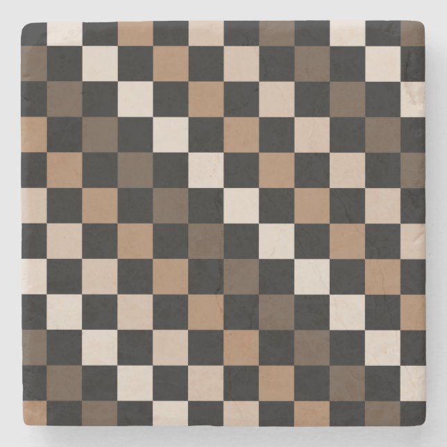 Brown Black Checkered Gingham Mönster Stenunderlägg (Framsidan)