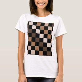 Brown Black Checkered Gingham Mönster T Shirt