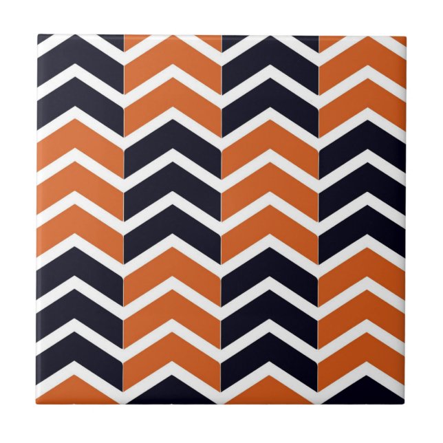 Brown Black Chevron Zig Zag Mönster Kakelplatta (Framsidan)