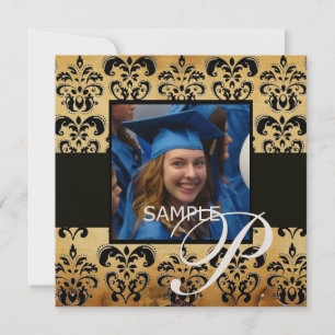 BROWN BLACK DAMASK PARCHMENT STUDENTEN MONOGRAM INBJUDNINGAR
