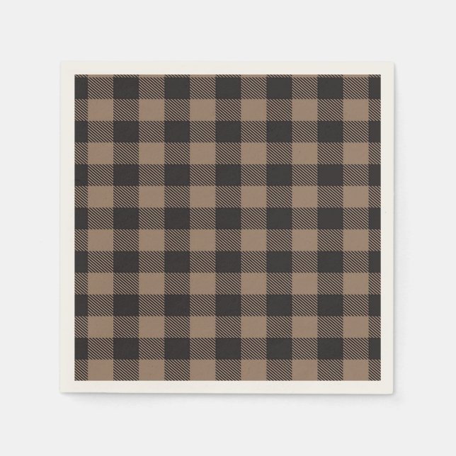 Brown Black Gingham Buffalo Play Farmhouse Pappersservett (Framsidan)