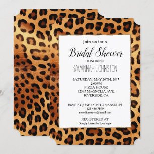 Brown Black Golden Leopard Skriv ut Inbjudningar