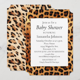 Brown Black Golden Leopard Skriv ut Inbjudningar