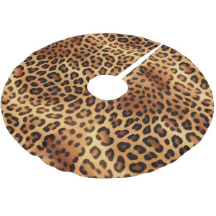 Brown Black Golden Leopard Skriv ut Julgransmatta Borstad Polyester